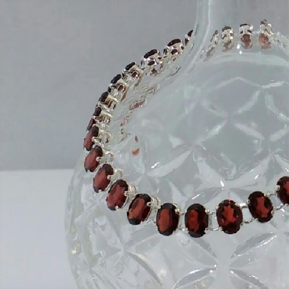Garnet Bracelet 26 Carats tw Sterling Silver - Picture 2 of 4